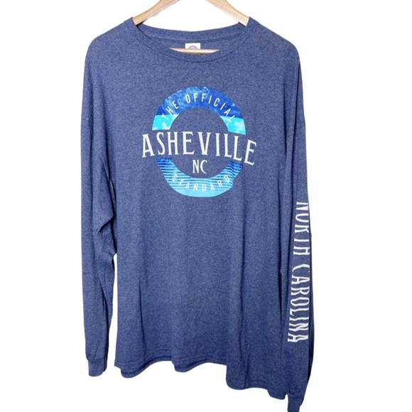 Delta Pro Weight Asheville North Carolina Graphic Long Sleeve Crewneck T-Shirt - Picture 1 of 15